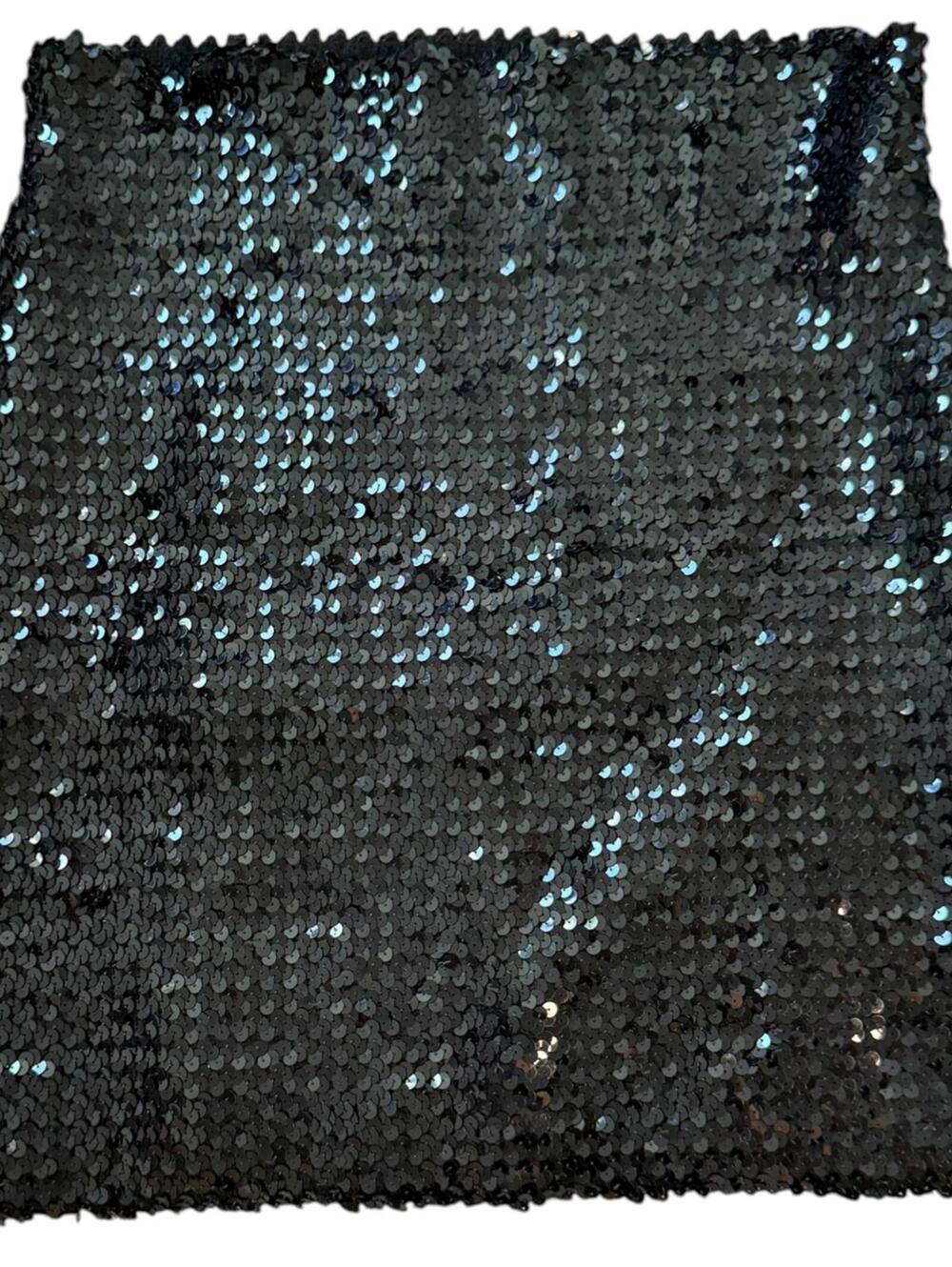 Vintage Mirrors Black Sequin Mini Skirt Y2K Party Glam Shiny Clubwear S